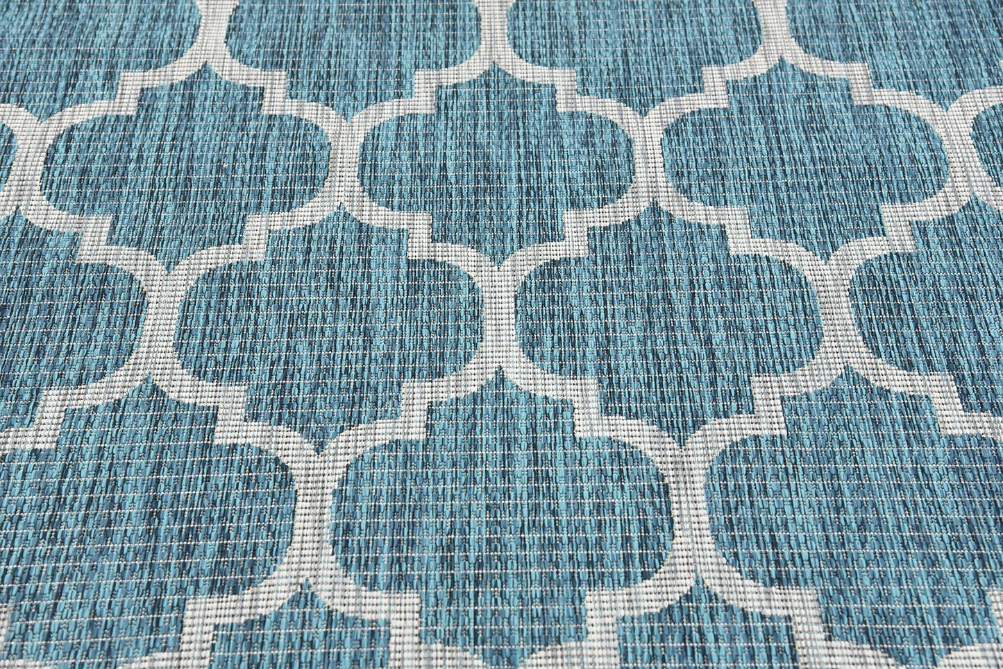 Unique Loom Outdoor Trellis Collection Area Rug (6' 1" x 9' Rectangle, Teal/ Gray)
