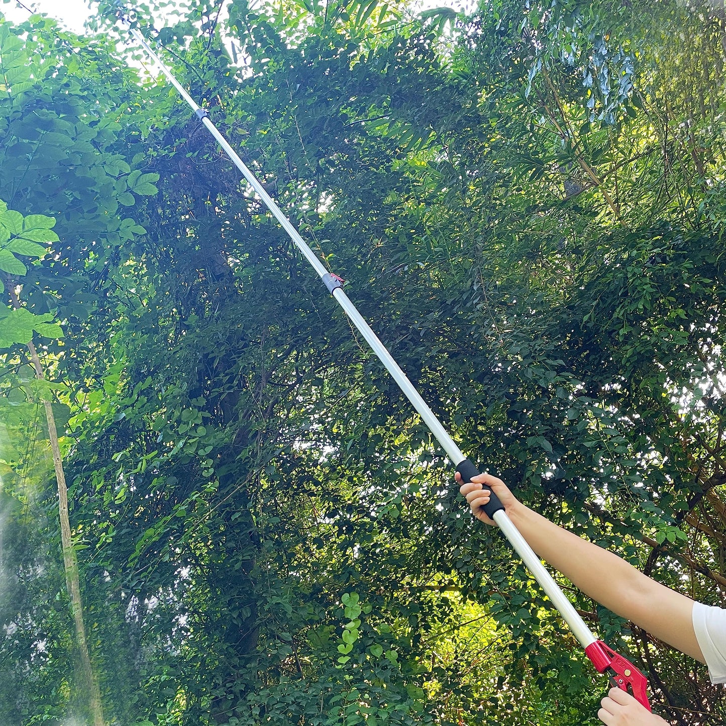 Prunrt Telescopic Tree Trimmer 4.5-10 FT with 3 Section Length Adjustable, Cut and Hold Pruner, Pole Saw Extendable, Long Handle Fruit Picker, Branch Cutter, Clippers, Loppers