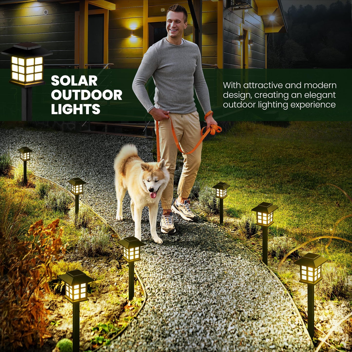 GIGALUMI Solar Outdoor Lights，8 Pack LED Solar Lights Outdoor Waterproof, Solar Walkway Lights Maintain 10 Hours of Lighting for Your Garden, Landscape, Path, Yard, Patio, Driveway