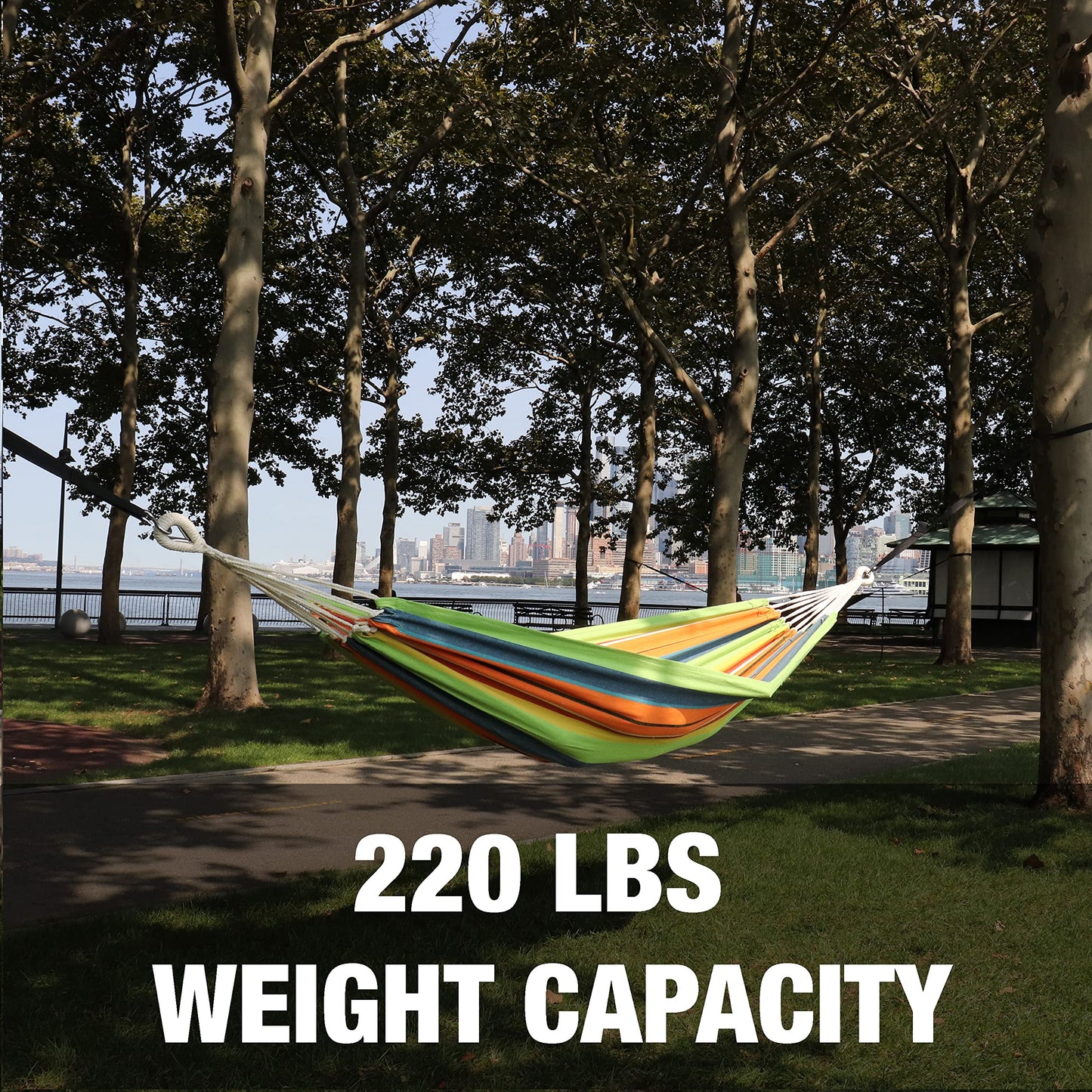 Bliss Hammocks BH-400-GC 40" Wide Hammock w/Hand-Woven Rope Loops & Hanging Hardware, Outdoor, Patio, Backyard Durable, Cotton and Polyester Blend, 220 Lbs Capacity, Guacamole