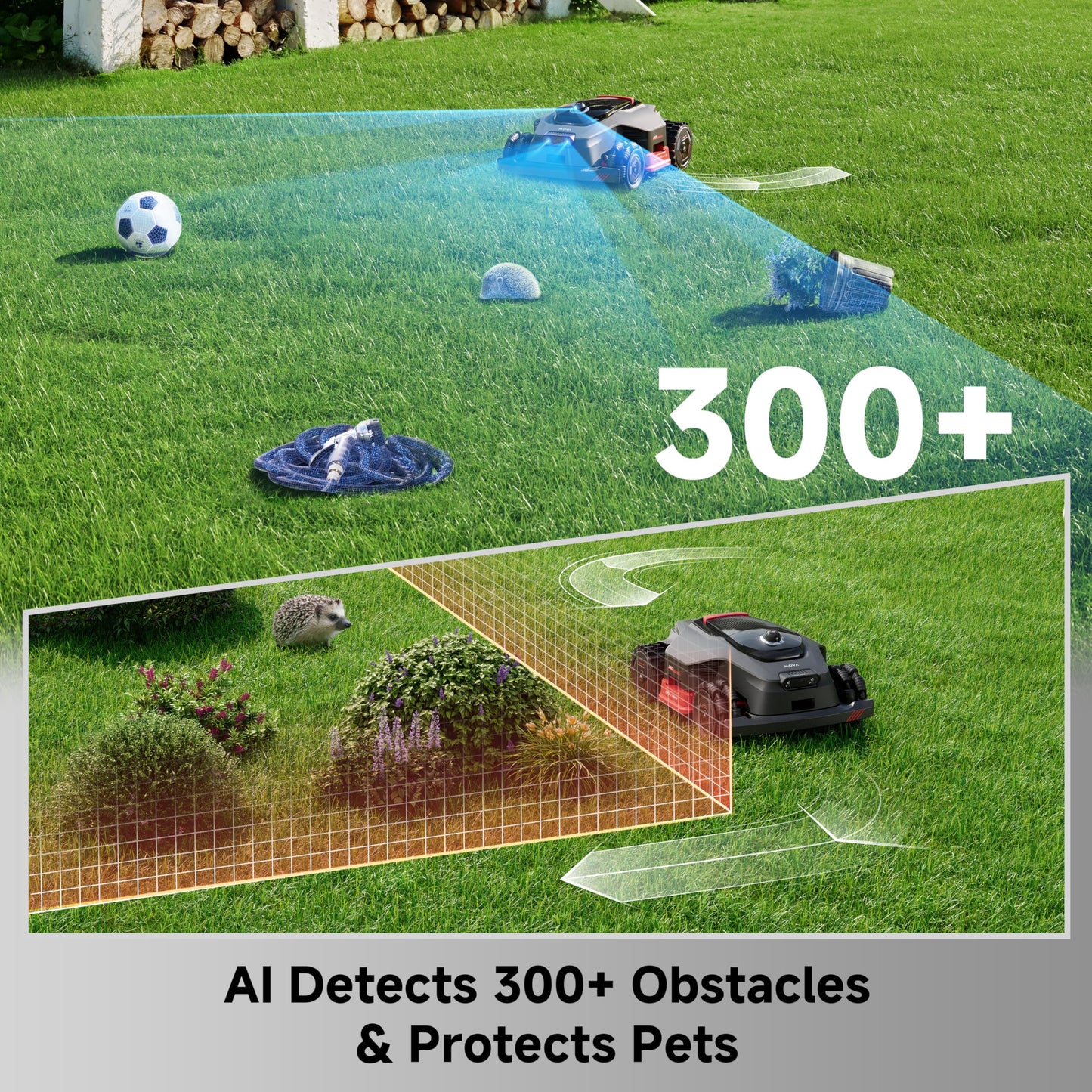 MOVA LiDAX Ultra 3000 AWD Robot Lawn Mower Wire Free RTK Free for up to 0.75 Acre*Dual Maps, 360° 3D LiDAR & AI Dual Vision Mapping, Robotic Mower with 4G, for 80% Slopes, Cutting Height 1.2”–3.9“
