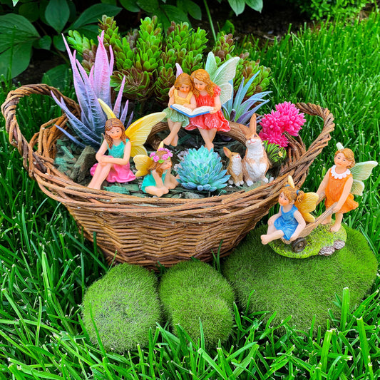Mood Lab Fairy Garden Figurines - Fairy Statue Set (6 pcs) - Miniature Decorative Statues & Accessories - Outdoor & Indoor Garden Decor