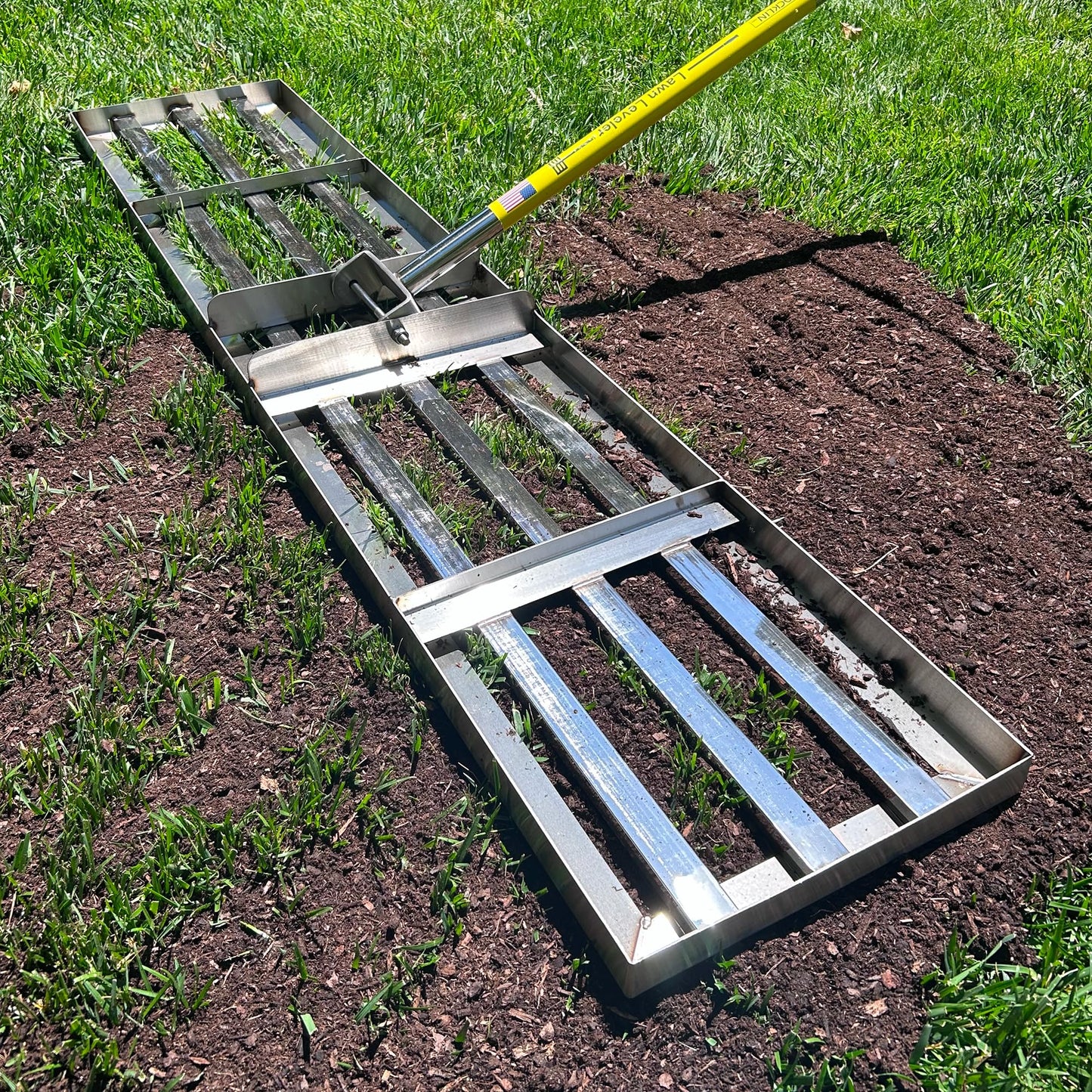 Rocklin™ Lawn Leveling Rake |Stainless Steel Surface Leveling Tool | Level Soil or Dirt Ground Surfaces Easily | 48” x 10” Ground Plate | 78” Extra Long Handle