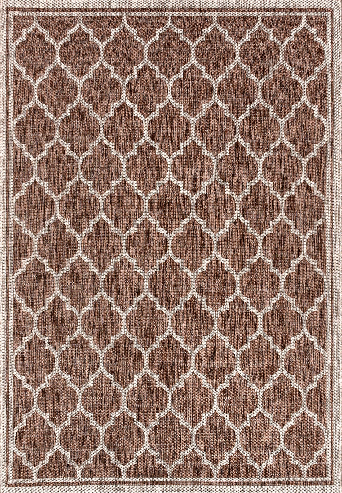 JONATHAN Y Moroccan Trellis Indoor Outdoor Area Rug 5X8 Espresso/Taupe, Trebol Textured Weave for Backyard, Patio, Porch, Easy-Cleaning, High Traffic, Pet-Friendly, Non-Shedding (SMB109B-5)